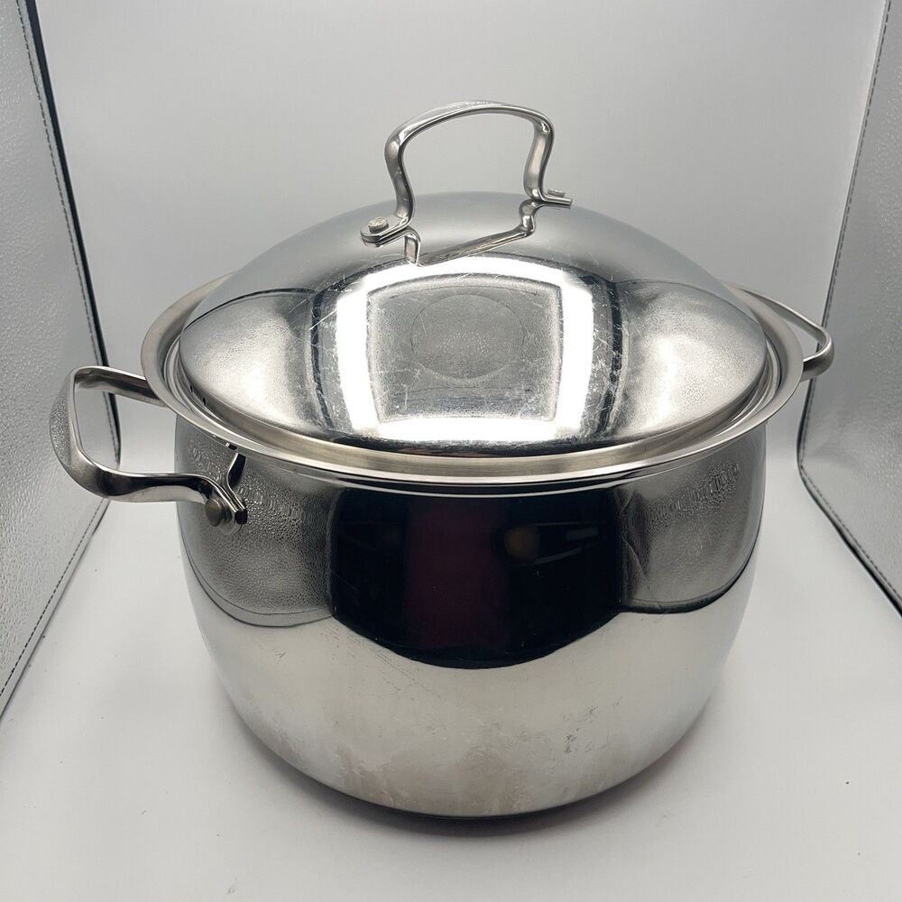 Vintage Belgique Stainless Steel 11 Qt Stock Pot & Lid - Belgium